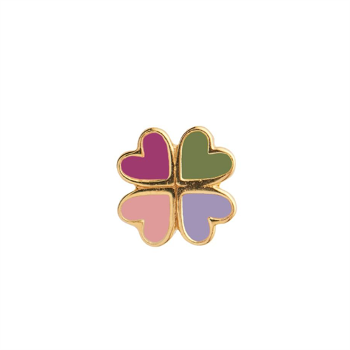 Stine A Love Heart Clover Kløver, Pink, Forgyldt